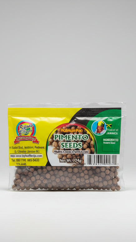 Packaging of Pimento seeds with 'Ripple Effect' branding and contact information.